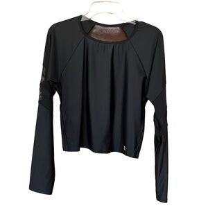 Sports Illustrated Black Long Sleeve Rashguard With Mesh Insert NWT Women's XL